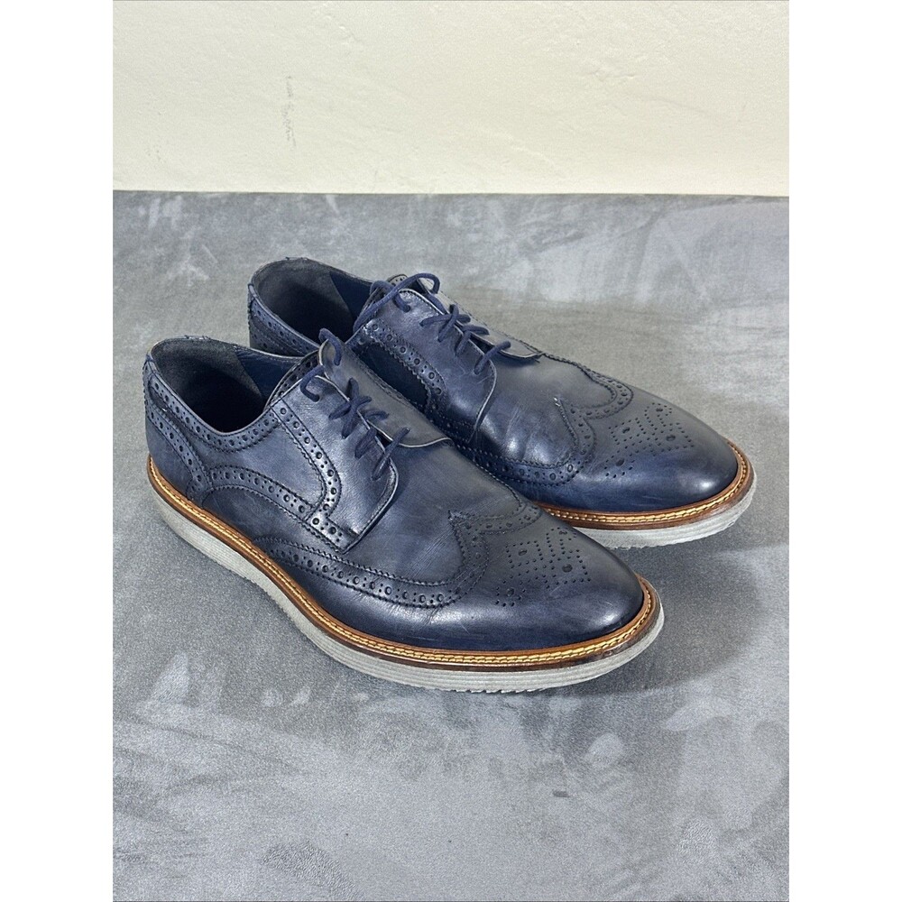 H.S. Trask 11.5 M Navy Leather Wingtip Sneaker Shoes Men’s Dress Calf Americana